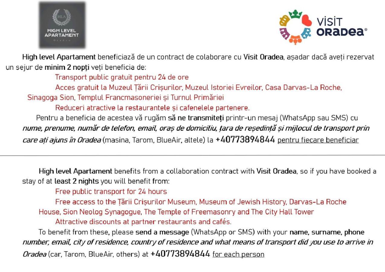 High Level Apart Oradea Free Reserved Parking ภายนอก รูปภาพ